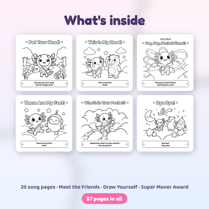 Some of the colouring pages inside Book 1