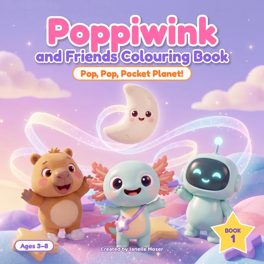Cover of Poppiwink and Friends Colouring Book 1, Pop, Pop, Pocket Planet!