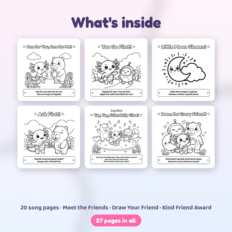 Some of the colouring pages inside Book 2