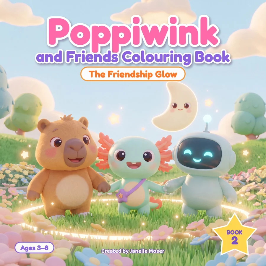 Cover of Poppiwink and Friends Colouring Book 2, The Friendship Glow